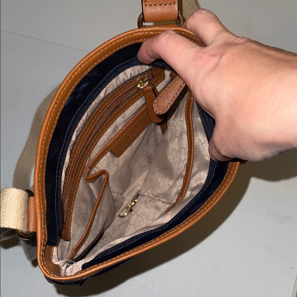 Michael Kors Navy and Tan Crossbody Bag - Picture 4 of 4
